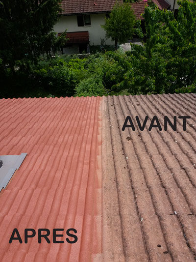 Toiture avant et après décapage et peinture par KPN Renovationn